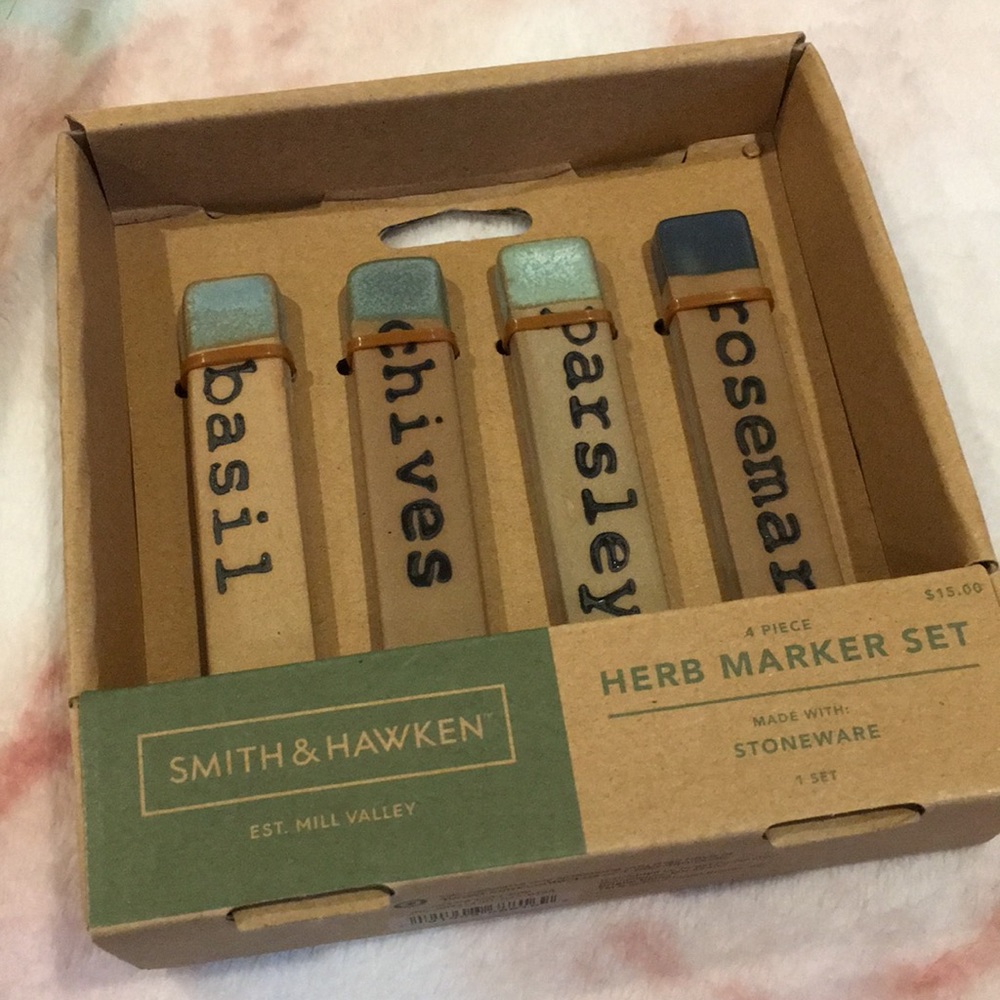 Smith & Hawken Ceramic Garden Herb Marker Boxed Set NWT Stoneware 6x6.5” - Picture 15 of 15